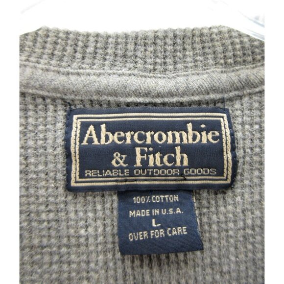 VINTAGE Abercrombie & Fitch Sweater Large Thermal Waffle USA Striped - Picture 8 of 9